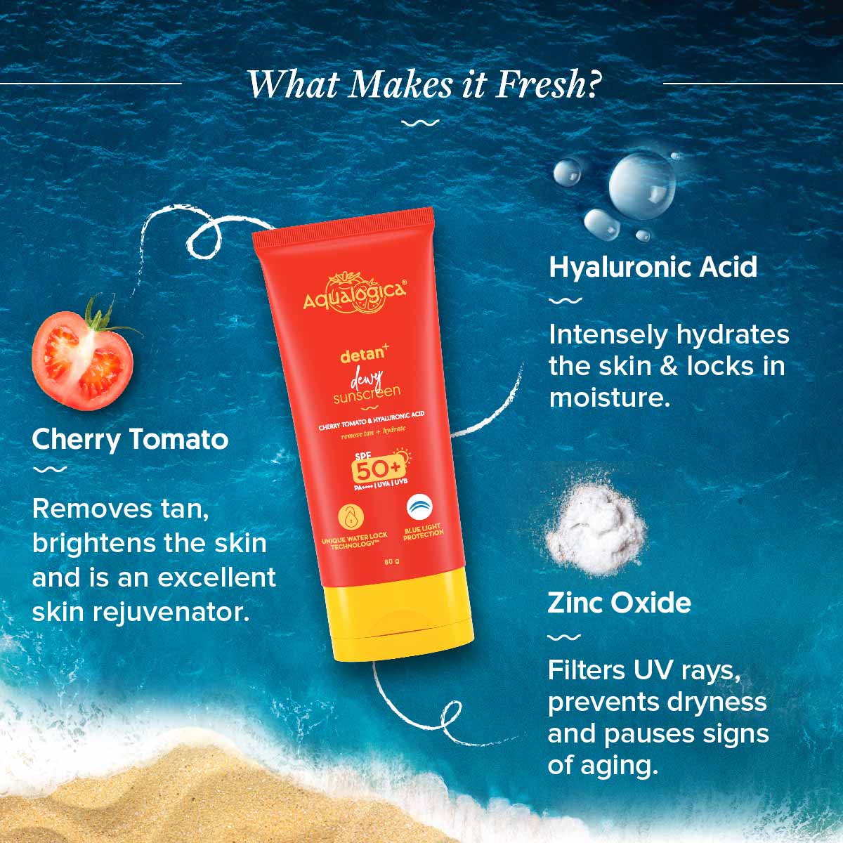 FREEBIE | Detan+ Dewy Sunscreen with SPF 50+ & PA++++ for UVA/B & Blue Light Protection  & No White Cast - 80g - Image 3