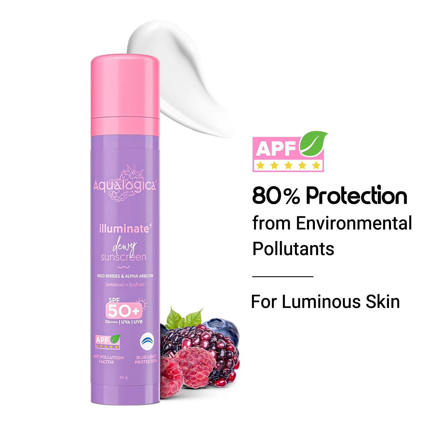 Illuminate+ Dewy Sunscreen In-Vivo Tested SPF 50+ PA++++ with Wild Berries & Alpha Arbutin - 50 g - Image 10