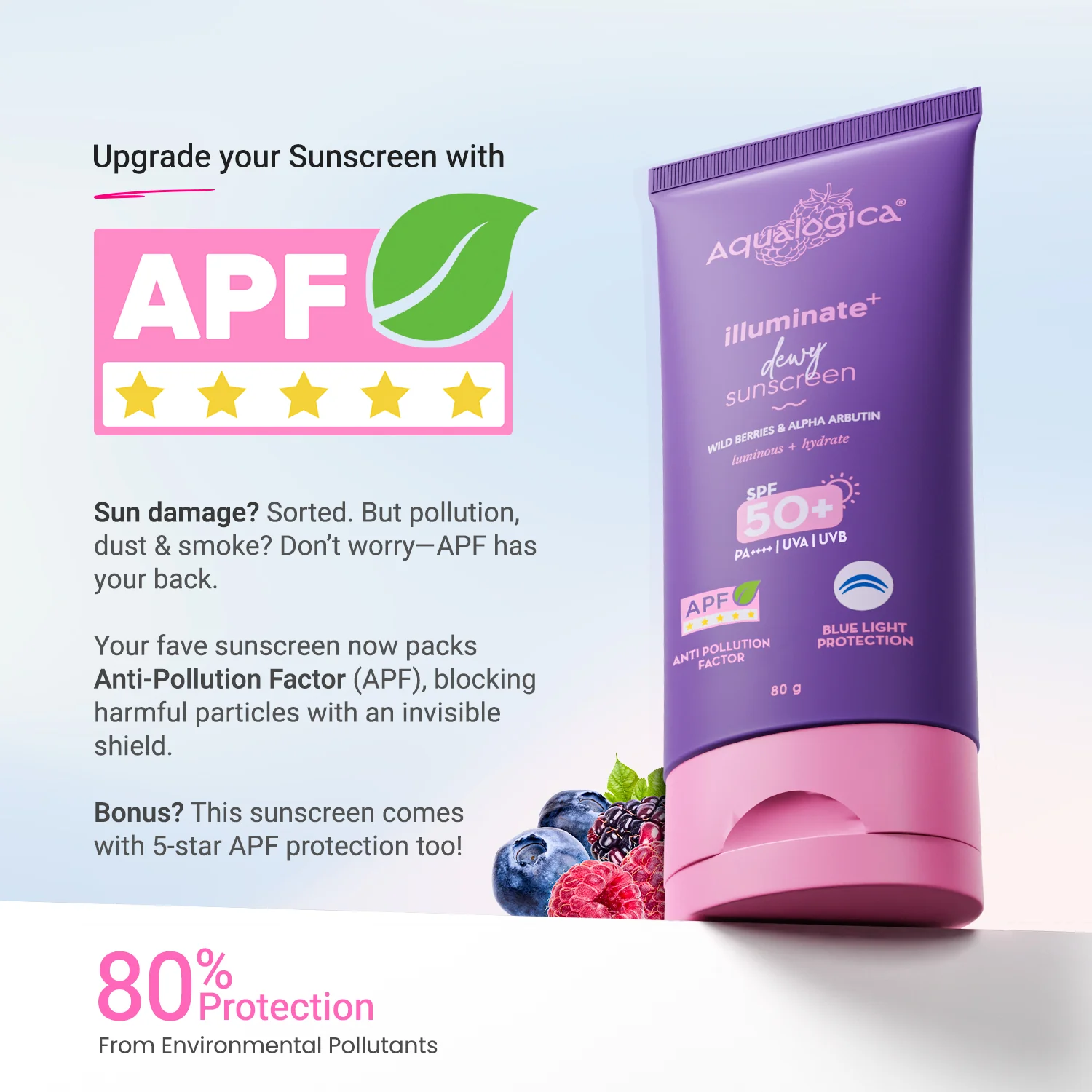 Illuminate+ Dewy Sunscreen In-Vivo Tested SPF 50+ PA++++ with Wild Berries & Alpha Arbutin - 80 g - Image 6