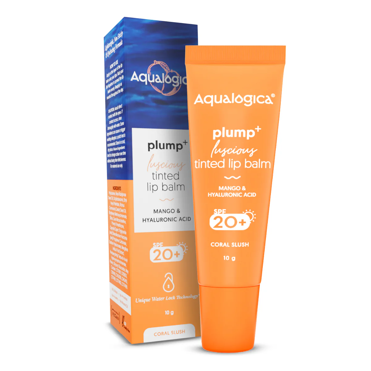 Coral Slush Plump+ Luscious Tinted SPF 20+ Lip Balm with Mango & Hyaluronic Acid - 10g - Image 2