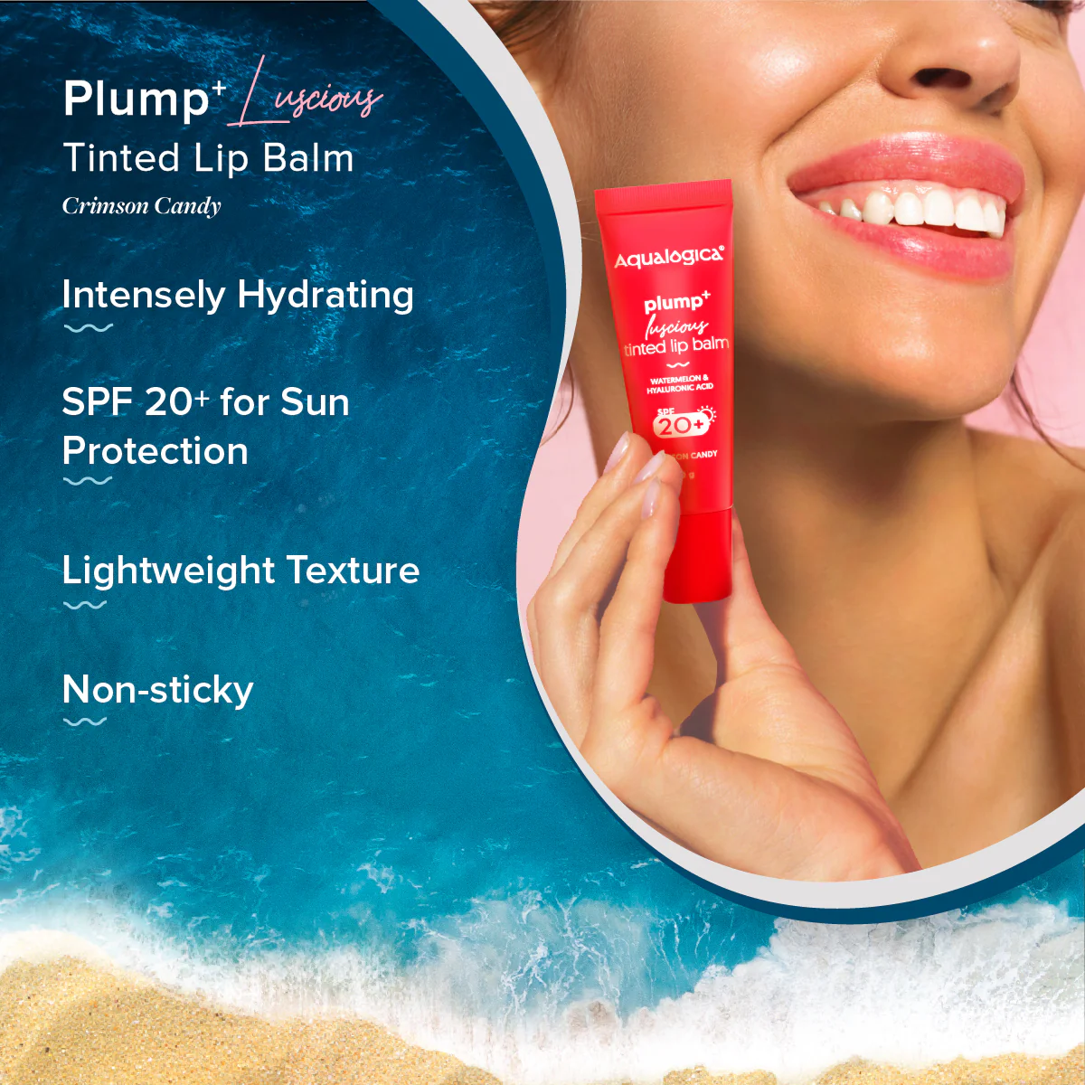 Crimson Candy Plump+ Luscious Tinted SPF 20+ Lip Balm with Watermelon & Hyaluronic Acid - 10g - Image 4