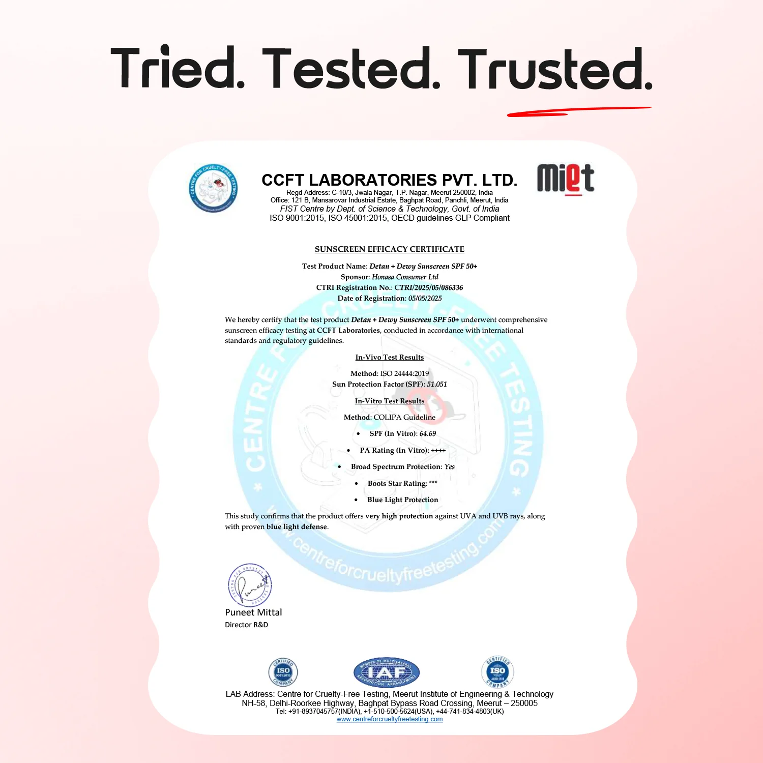 Detan+ Dewy Sunscreen In-Vivo Tested SPF 50+ PA++++ with Anti Pollution Factor (APF) | UVA/B & Blue Light Protection - 80g - Image 10