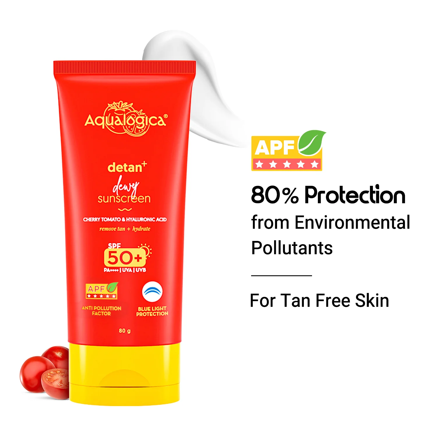 Detan+ Dewy Sunscreen In-Vivo Tested SPF 50+ PA++++ with Anti Pollution Factor (APF) | UVA/B & Blue Light Protection - 80g - Image 3