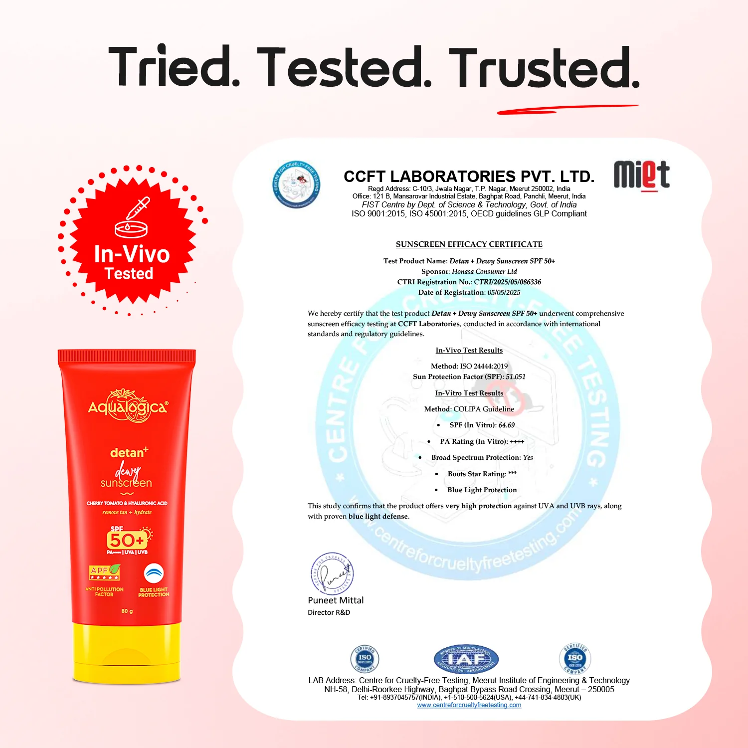 Detan+ Dewy Sunscreen In-Vivo Tested SPF 50+ PA++++ with Anti Pollution Factor (APF) | UVA/B & Blue Light Protection - 80g - Image 8