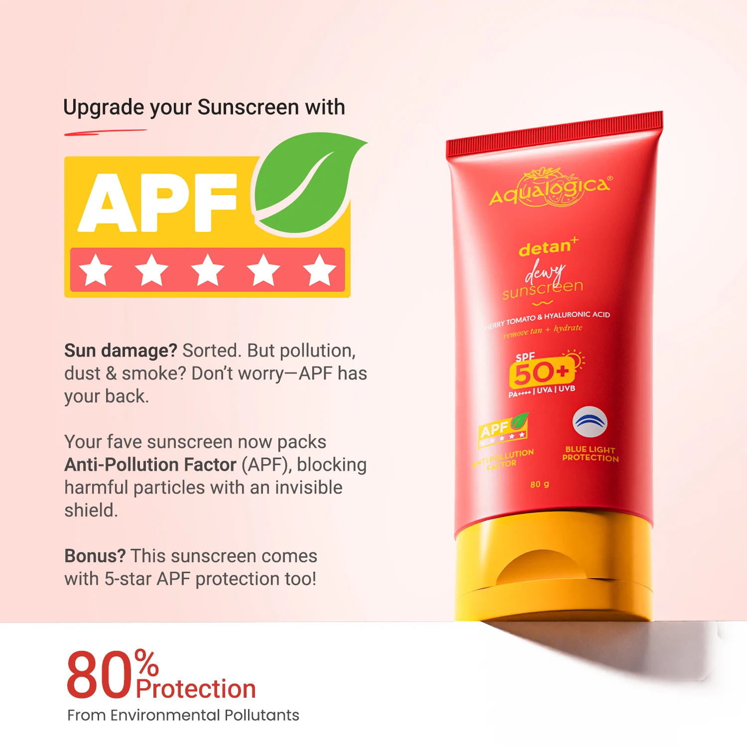 Detan+ Dewy Sunscreen In-Vivo Tested SPF 50+ PA++++ with Anti Pollution Factor (APF) | UVA/B & Blue Light Protection - 80g - Image 9