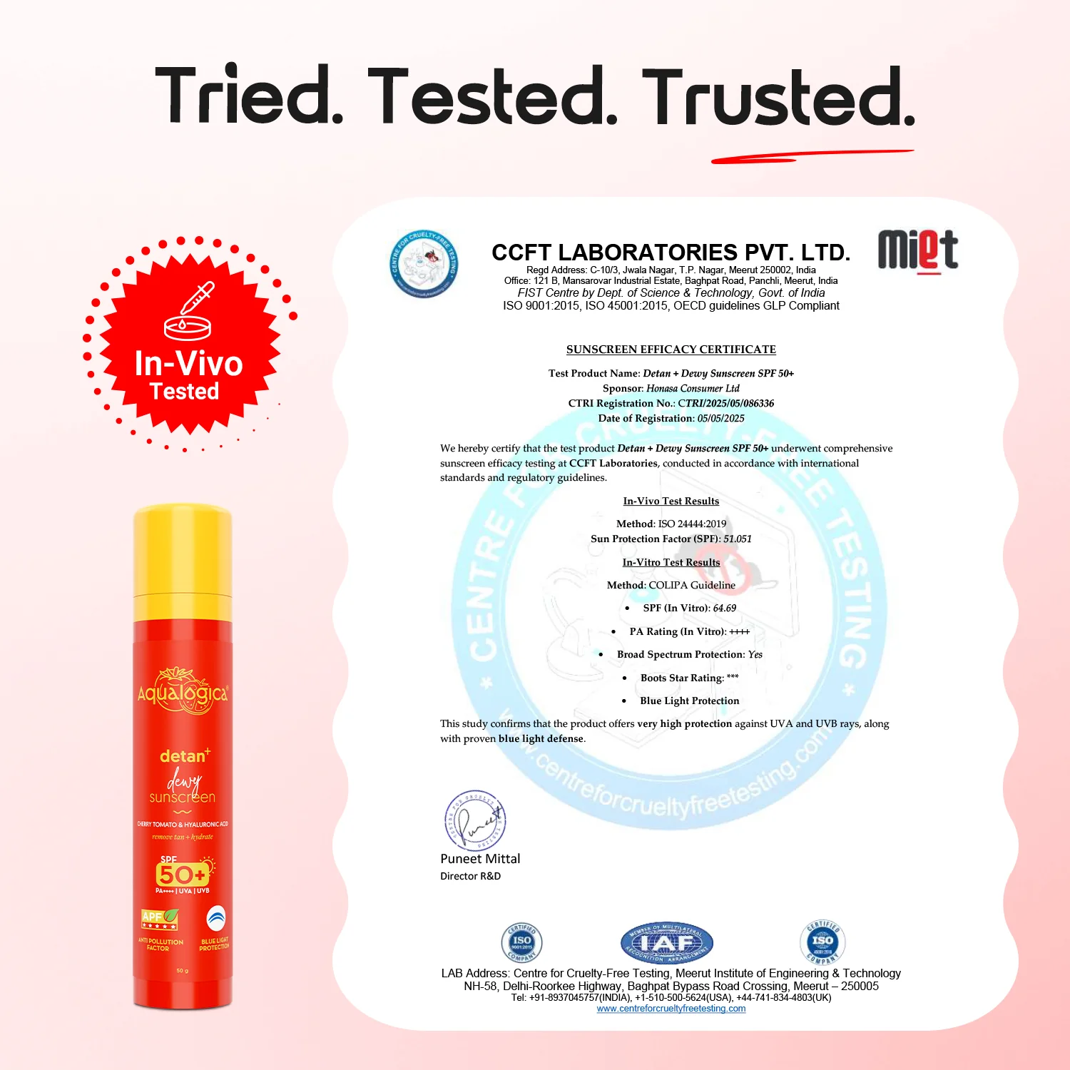 Detan+ Dewy Sunscreen In-Vivo Tested SPF 50+ PA++++ with Cherry Tomato & HA - 50 g - Image 8