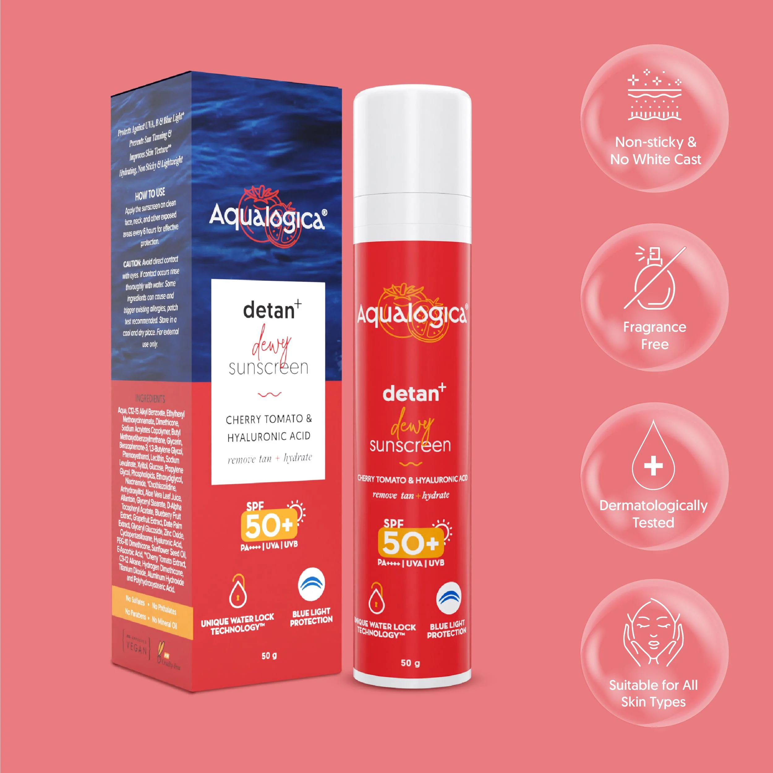 FREEBIE | Detan+ Dewy Sunscreen with SPF 50+ & PA++++ for UVA/B & Blue Light Protection & No White Cast - 50g - Image 3