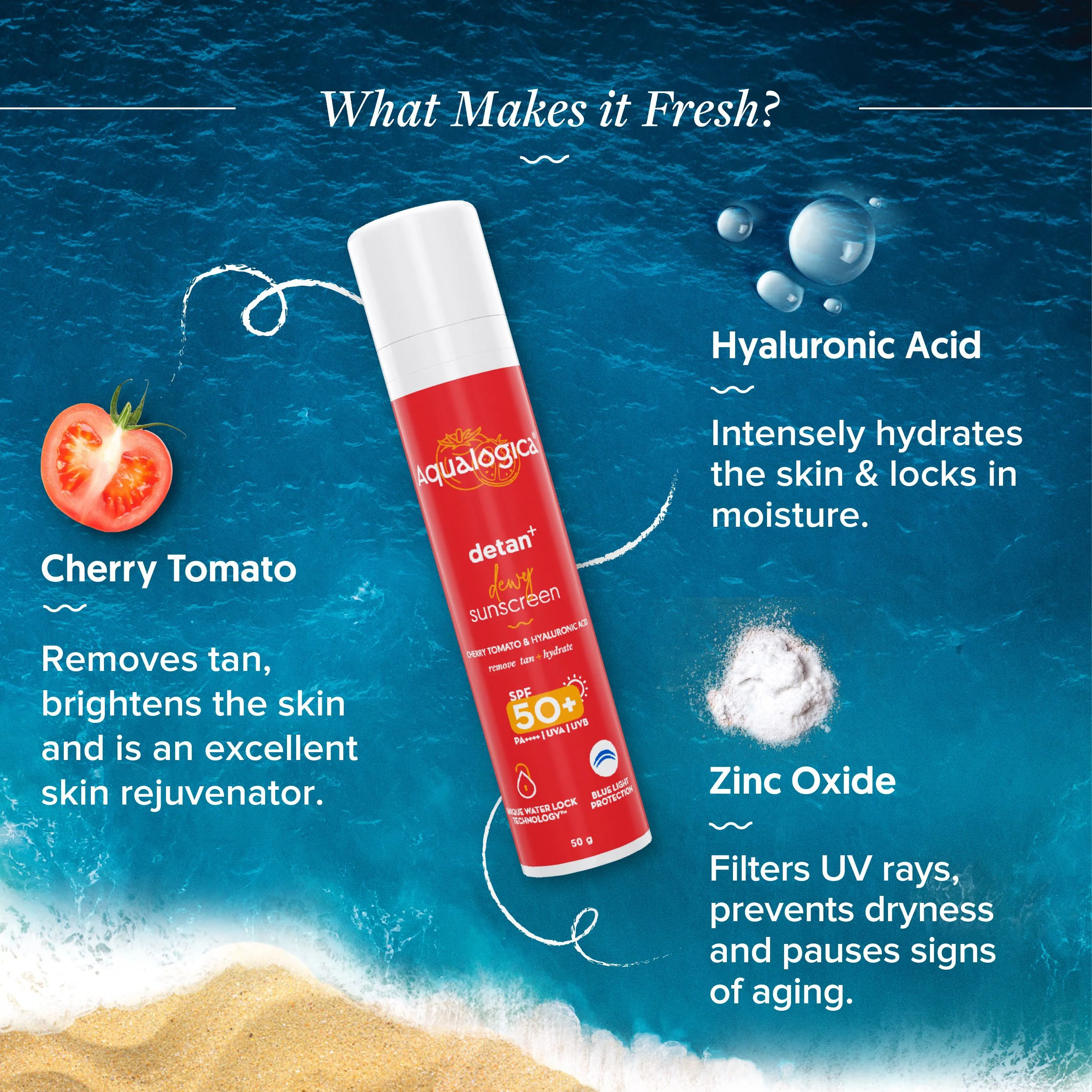 FREEBIE | Detan+ Dewy Sunscreen with SPF 50+ & PA++++ for UVA/B & Blue Light Protection & No White Cast - 50g - Image 5