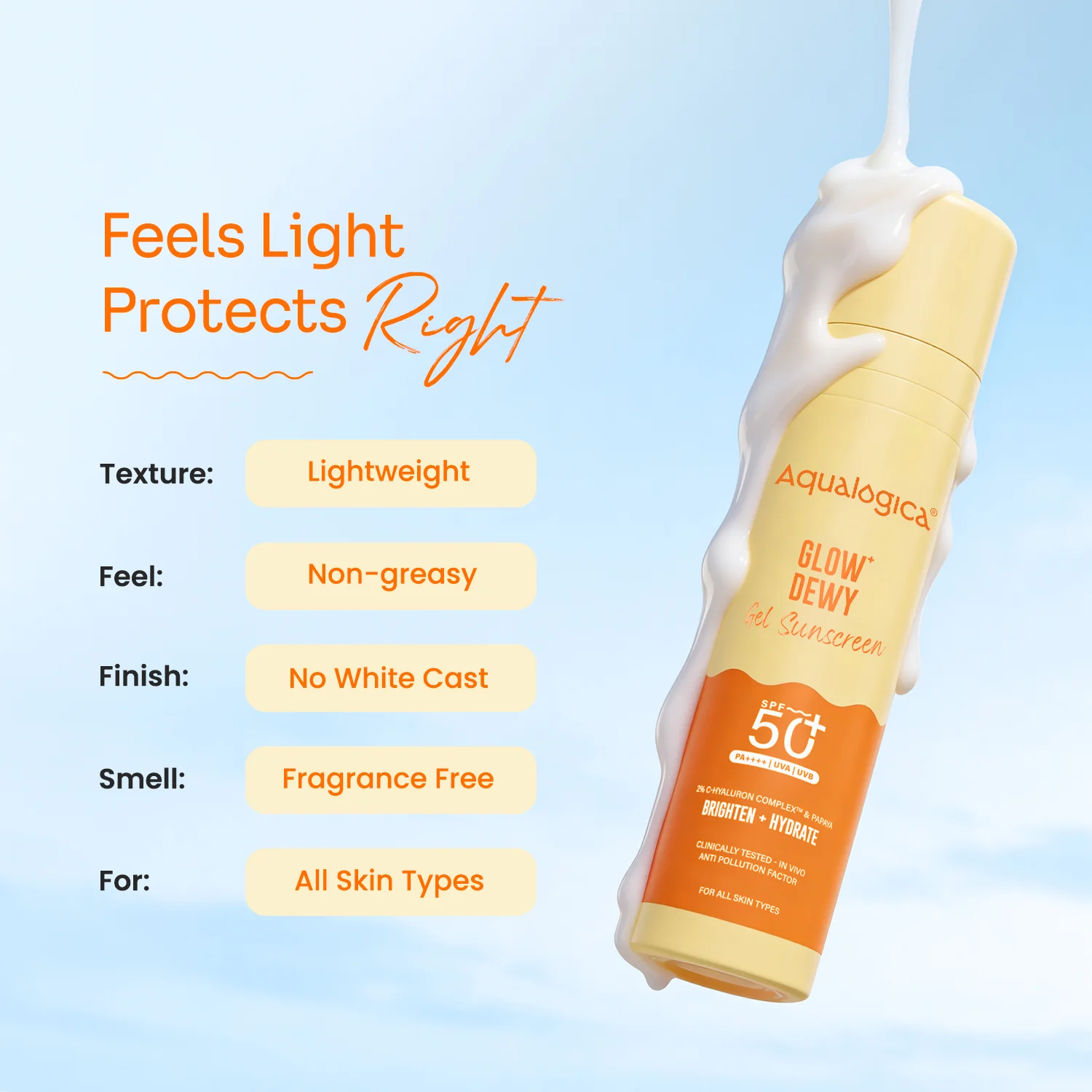 Glow+ Dewy Sunscreen Gel In-Vivo Tested SPF 50+ PA++++ with Papaya & Vitamin C - 50g - Image 10