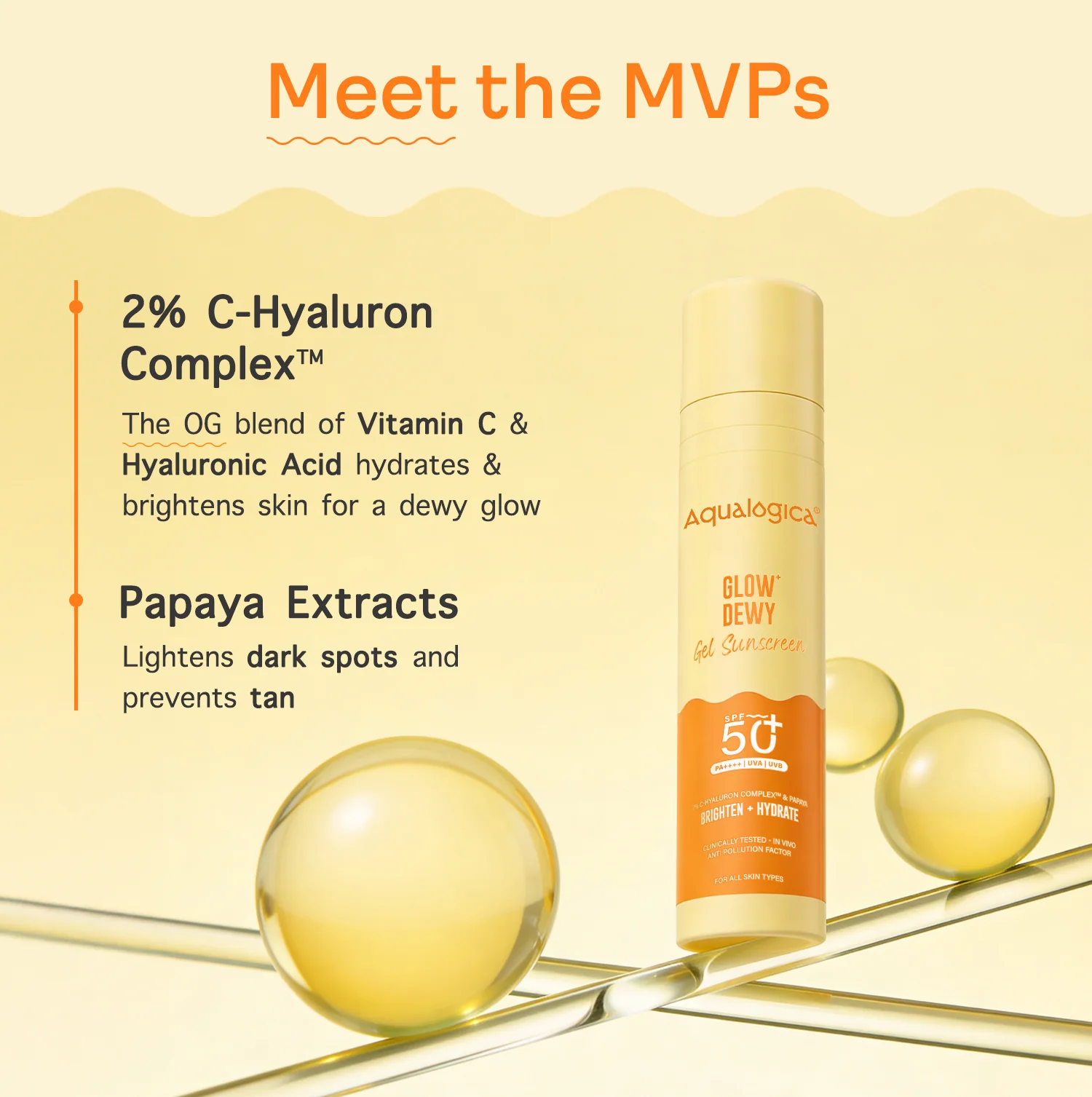 Glow+ Dewy Sunscreen Gel In-Vivo Tested SPF 50+ PA++++ with Papaya & Vitamin C - 50g - Image 7