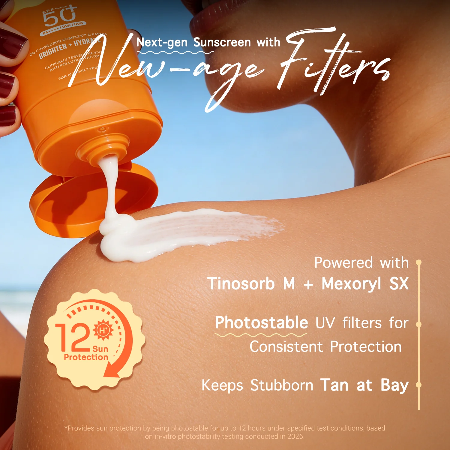Glow+ Dewy Sunscreen Gel In-Vivo Tested SPF 50+ PA++++ with Papaya & Vitamin C - 80g (Pack of 2) - Image 5