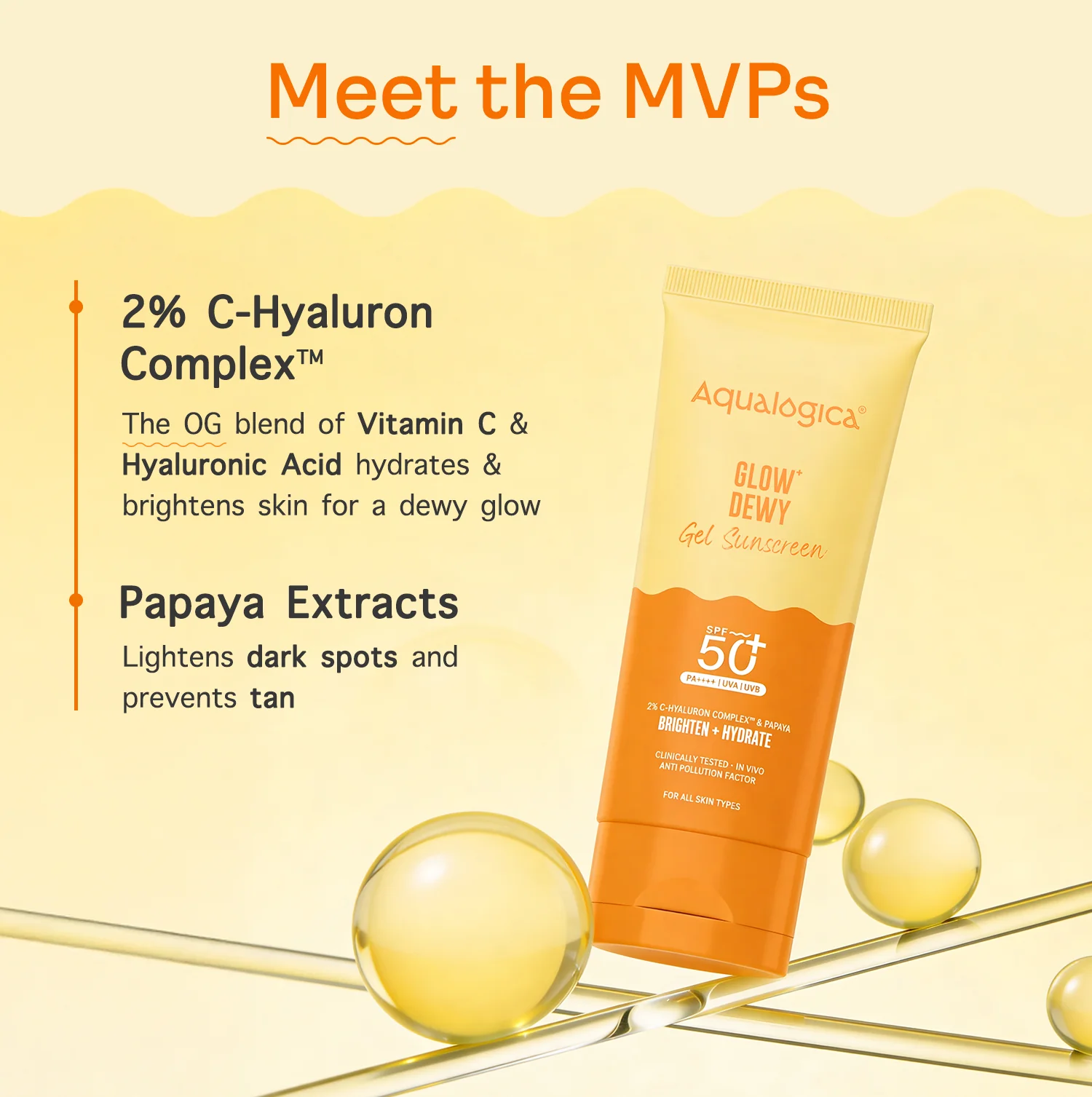 Glow+ Dewy Sunscreen Gel In-Vivo Tested SPF 50+ PA++++ with Papaya & Vitamin C - 80g (Pack of 2) - Image 6