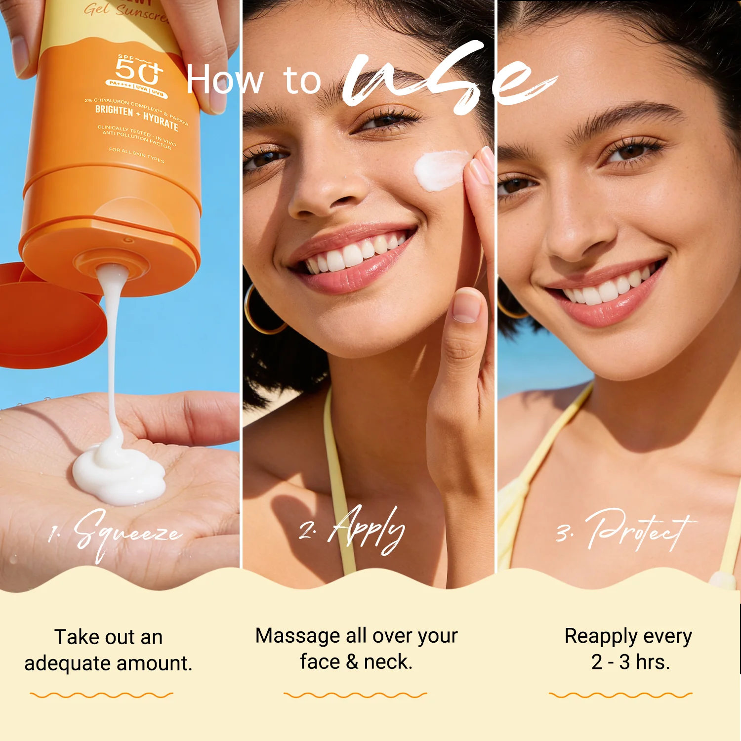 Glow+ Dewy Sunscreen Gel In-Vivo Tested SPF 50+ PA++++ with Papaya & Vitamin C - 80g - Image 11