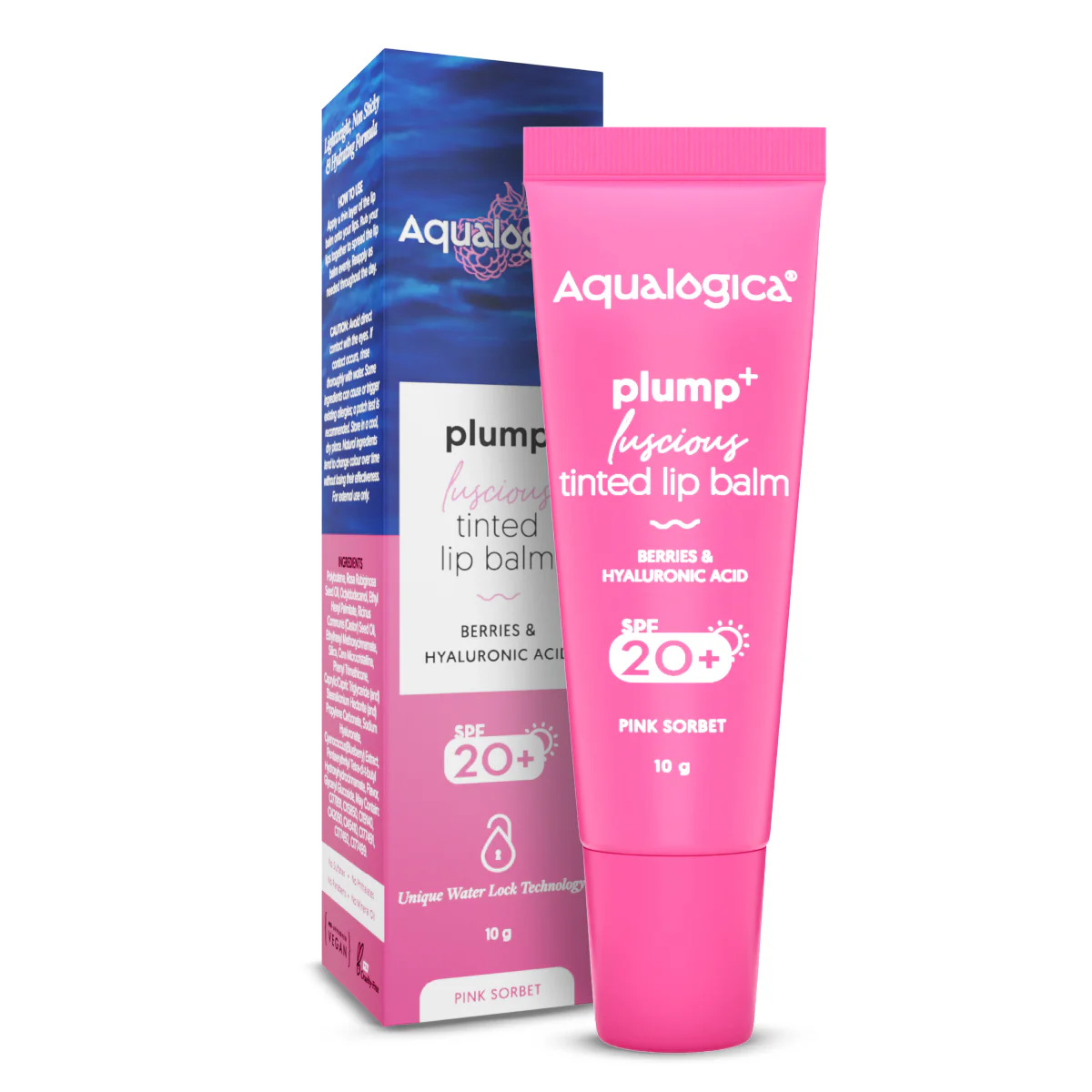 Pink Sorbet Plump+ Luscious Tinted SPF 20+ Lip Balm with Berries & Hyaluronic Acid - 10g - Image 2
