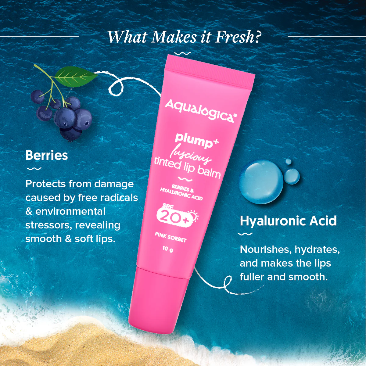 Pink Sorbet Plump+ Luscious Tinted SPF 20+ Lip Balm with Berries & Hyaluronic Acid - 10g - Image 4