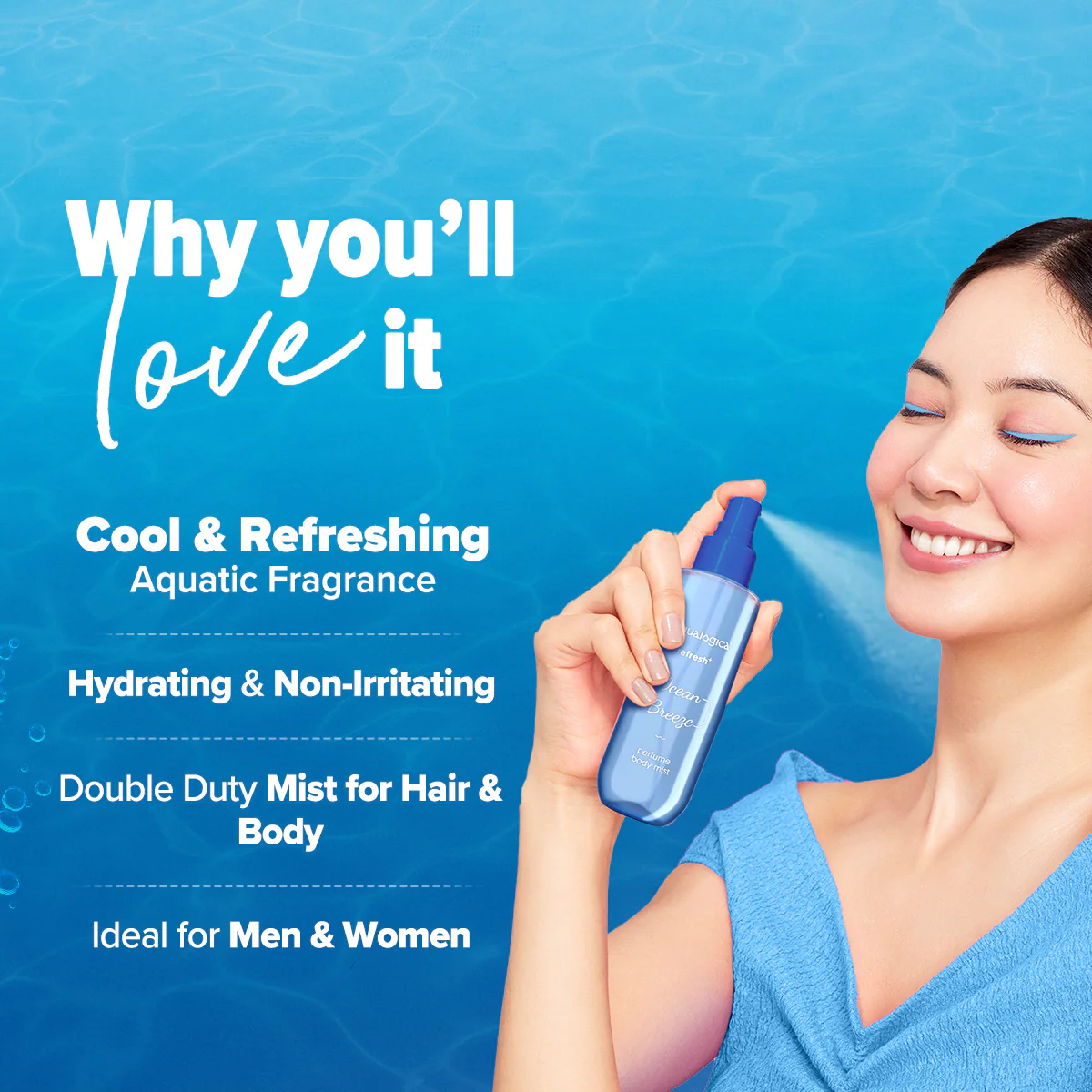Refresh+ Perfume Body Mist - Ocean Breeze with Zemea & Hyaluronic Acid- 150 ml (Pack of 2) - Image 4